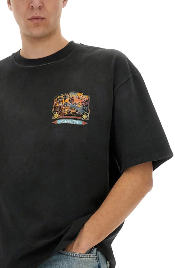 Amiri "Jazz Hideaway" Graphic Print Black T-Shirt Zwart