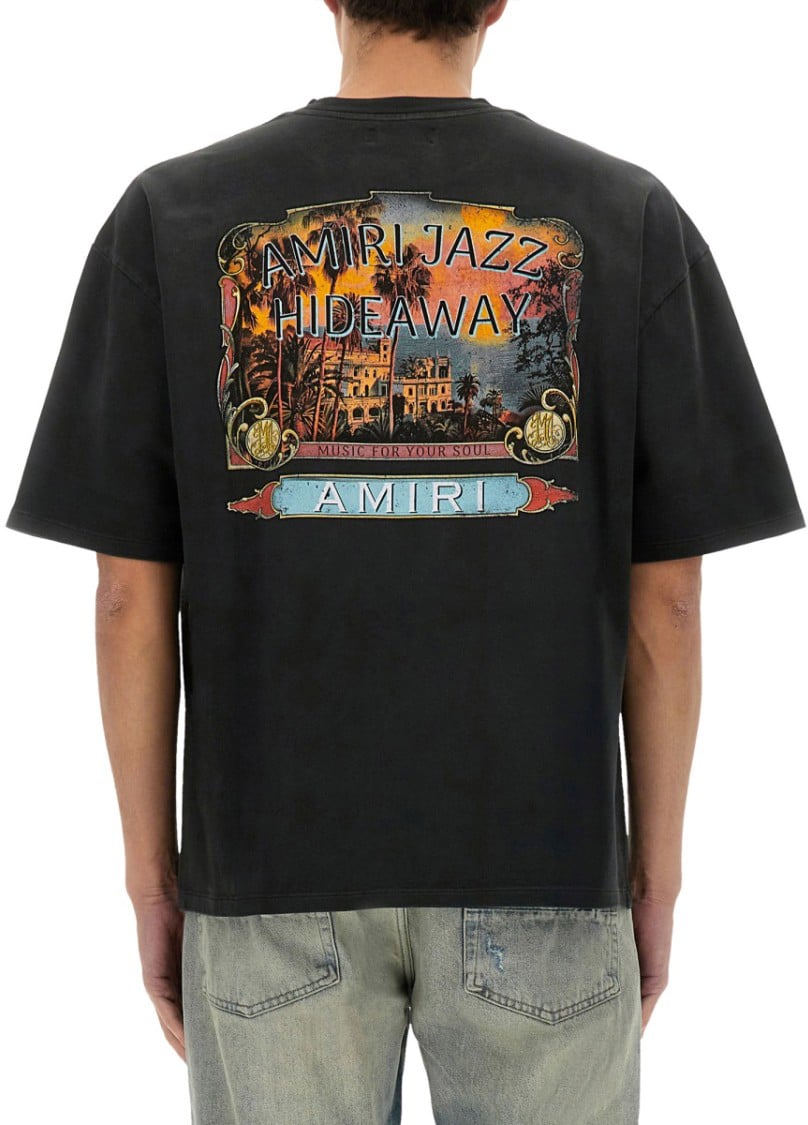 Amiri "Jazz Hideaway" Graphic Print Black T-Shirt Zwart