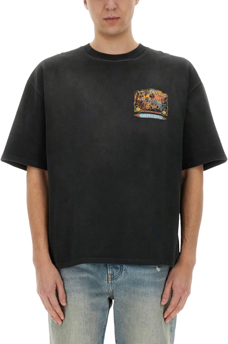 Amiri "Jazz Hideaway" Graphic Print Black T-Shirt Zwart