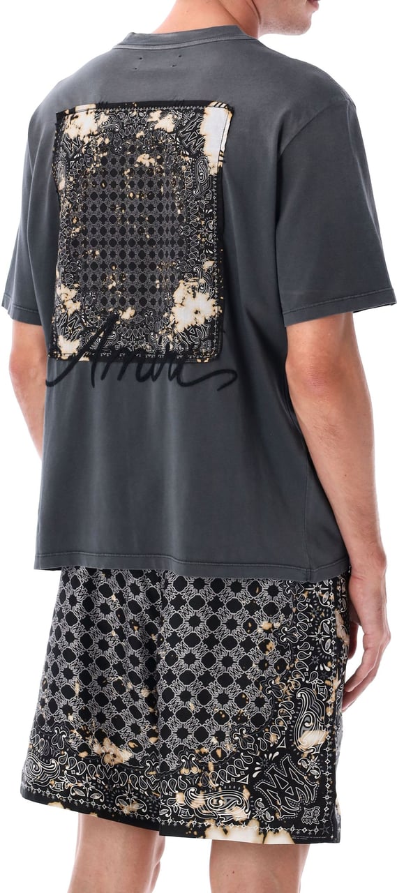 Amiri Amiri Bleach Bandana Patch T-Shirt Zwart