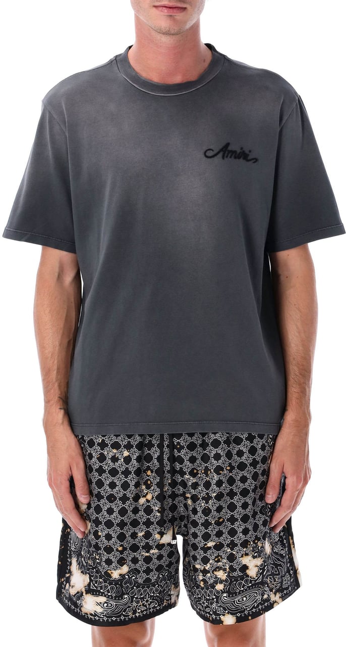 Amiri Bleach Bandan Patch Tee Nero Zwart