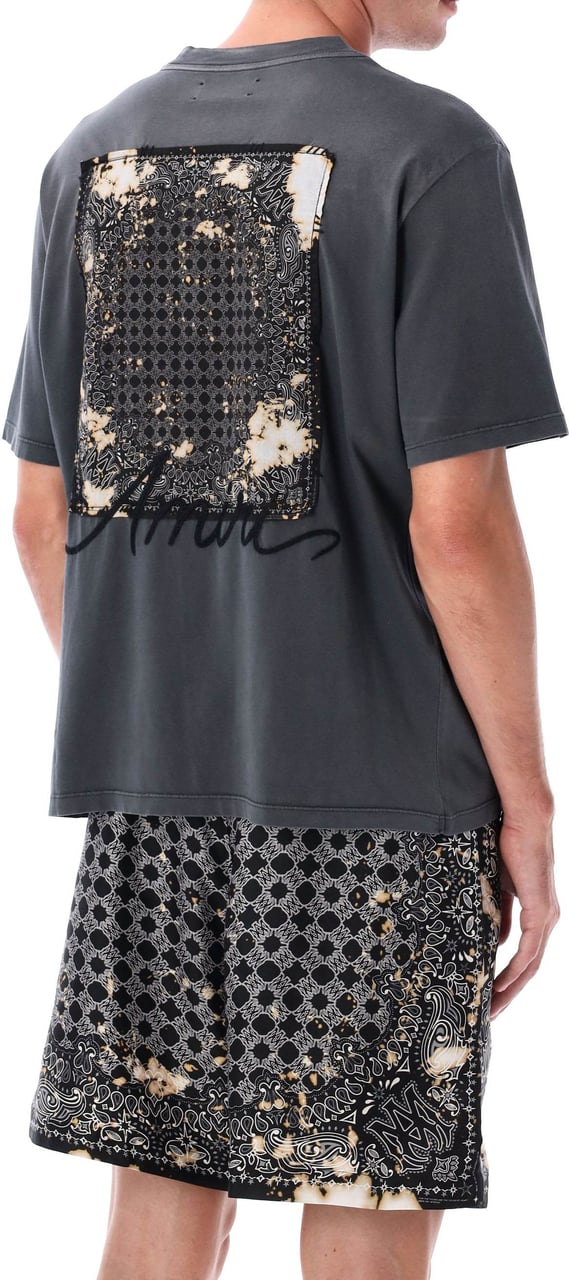 Amiri Bleach Bandan Patch Tee Nero Zwart