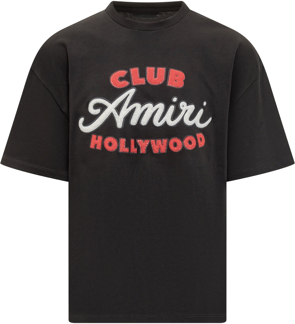 Amiri Amiri T-Shirt Nera Club Hollywood Ricamata Zwart