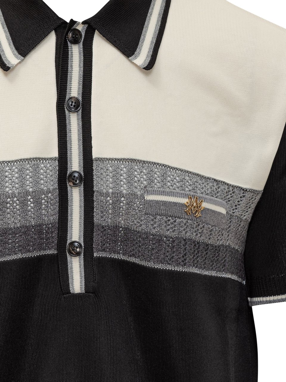 Amiri Polo Amiri Bicolore In Maglia con Logo Zwart