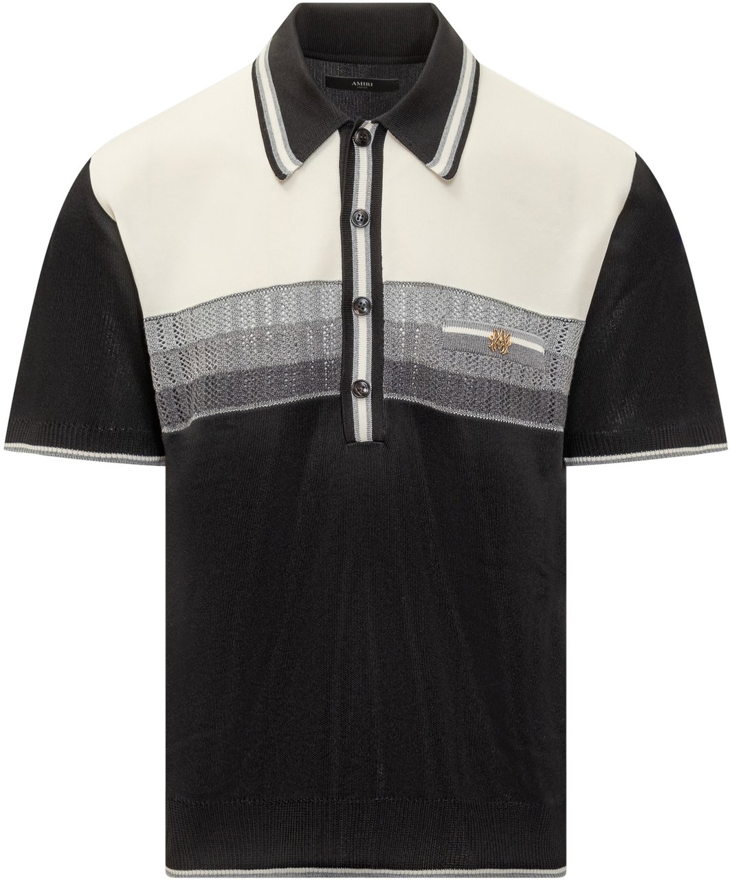 Amiri Polo Amiri Bicolore In Maglia con Logo Zwart