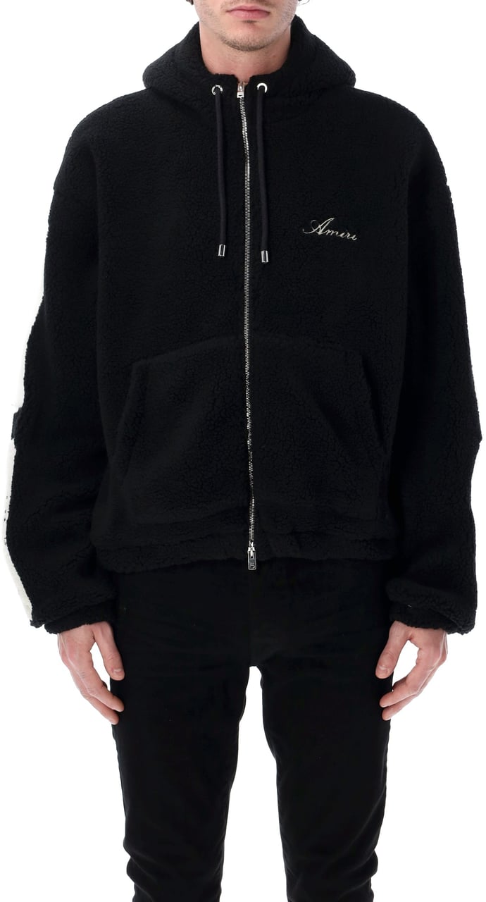 Amiri Bones Fleece Zip Hoodie Nero Zwart