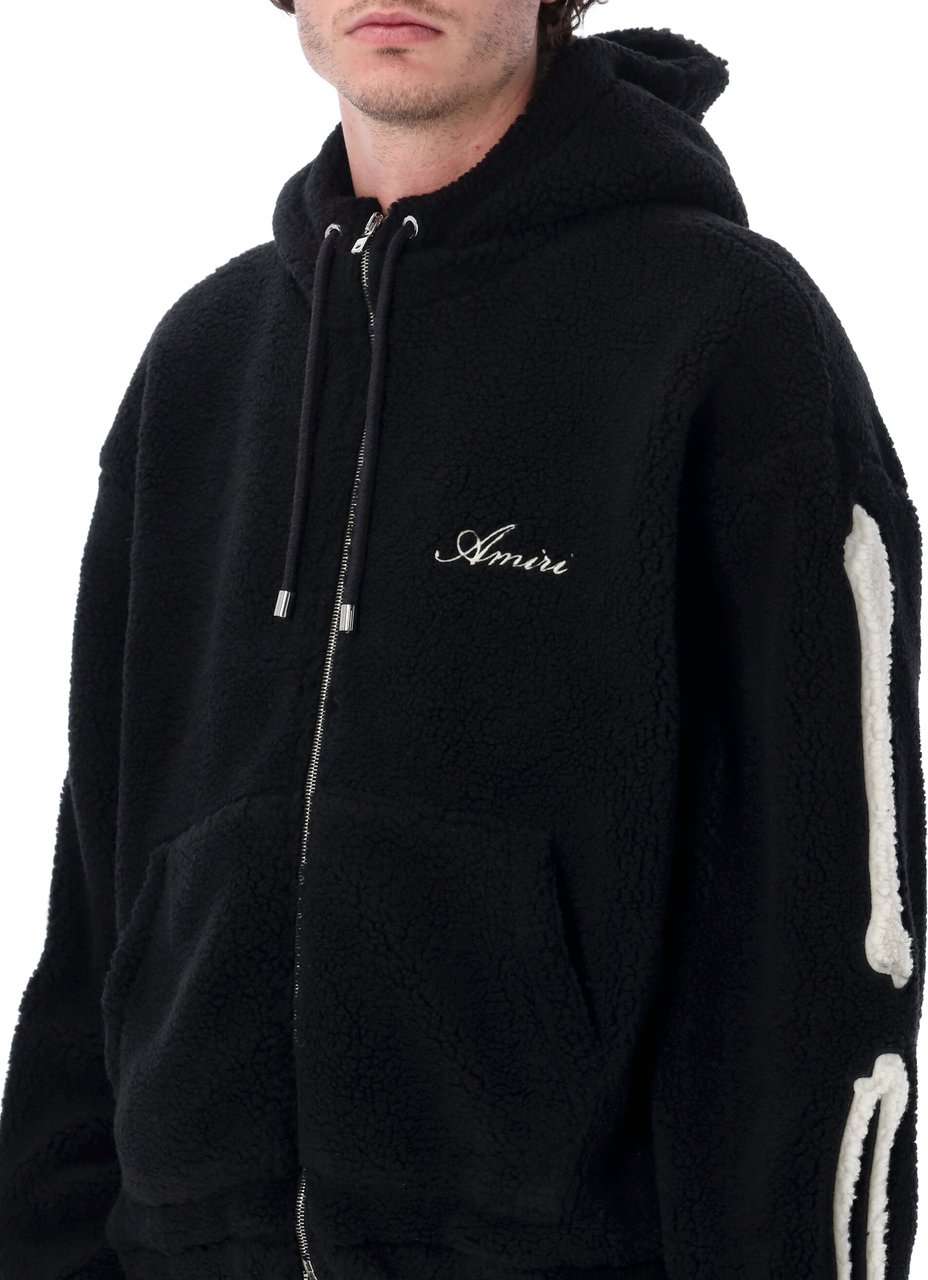 Amiri Bones Fleece Zip Hoodie Nero Zwart