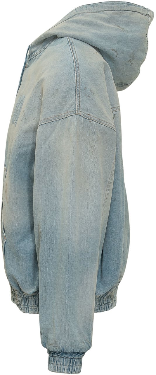 Amiri Felpa Denim Zip con Cappuccio e Tasche a Marsupio Lichtblauw