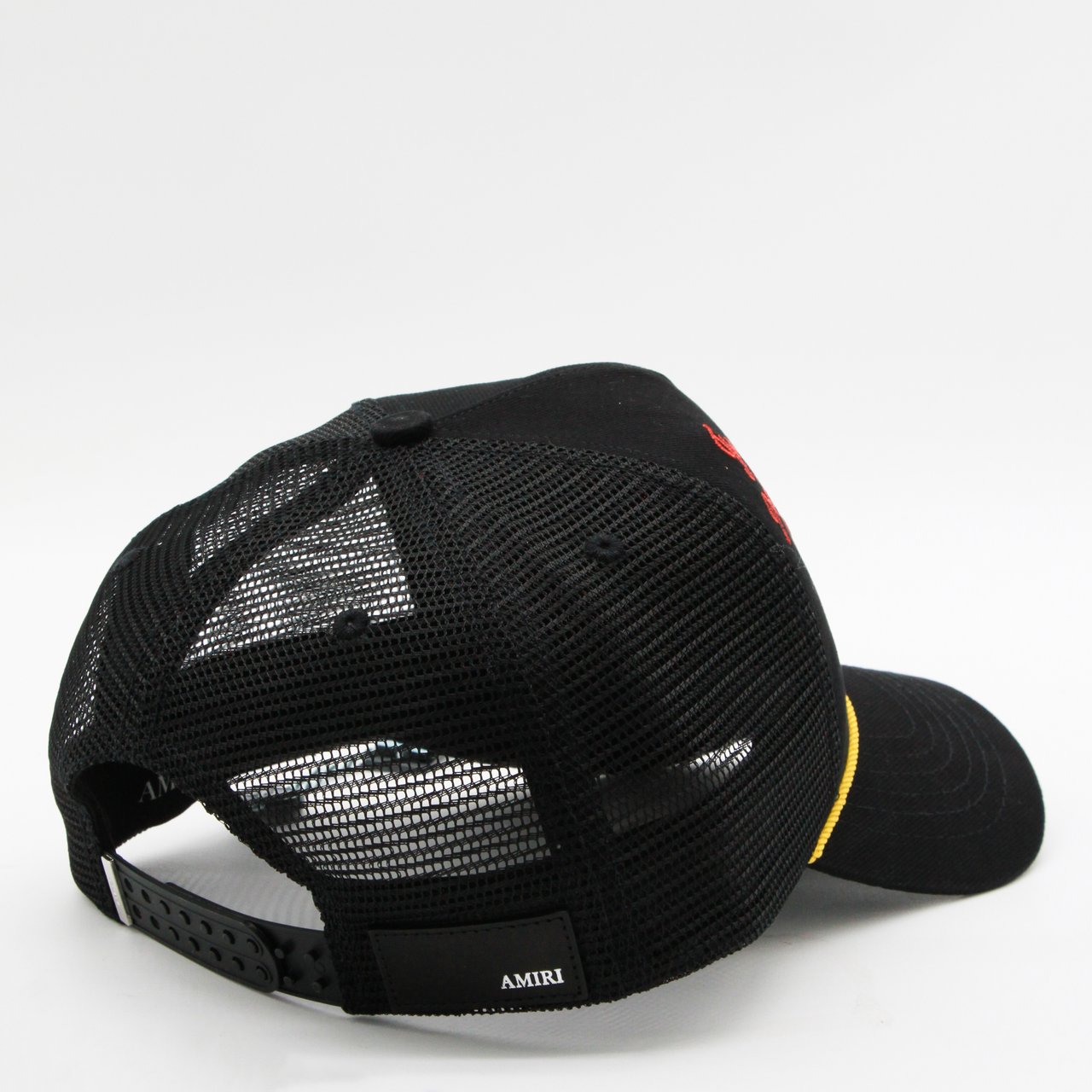 Amiri Black Mesh Trucker Hat with Bold Embroidery Zwart