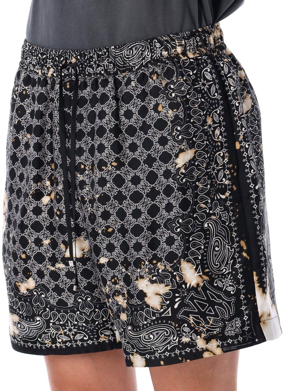 Amiri Bleach Bandana Bermuda Nero Zwart