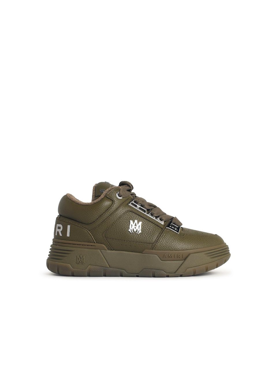 Amiri 'Metallic Ma-1' Thyme Green Leather Sneakers Grijs