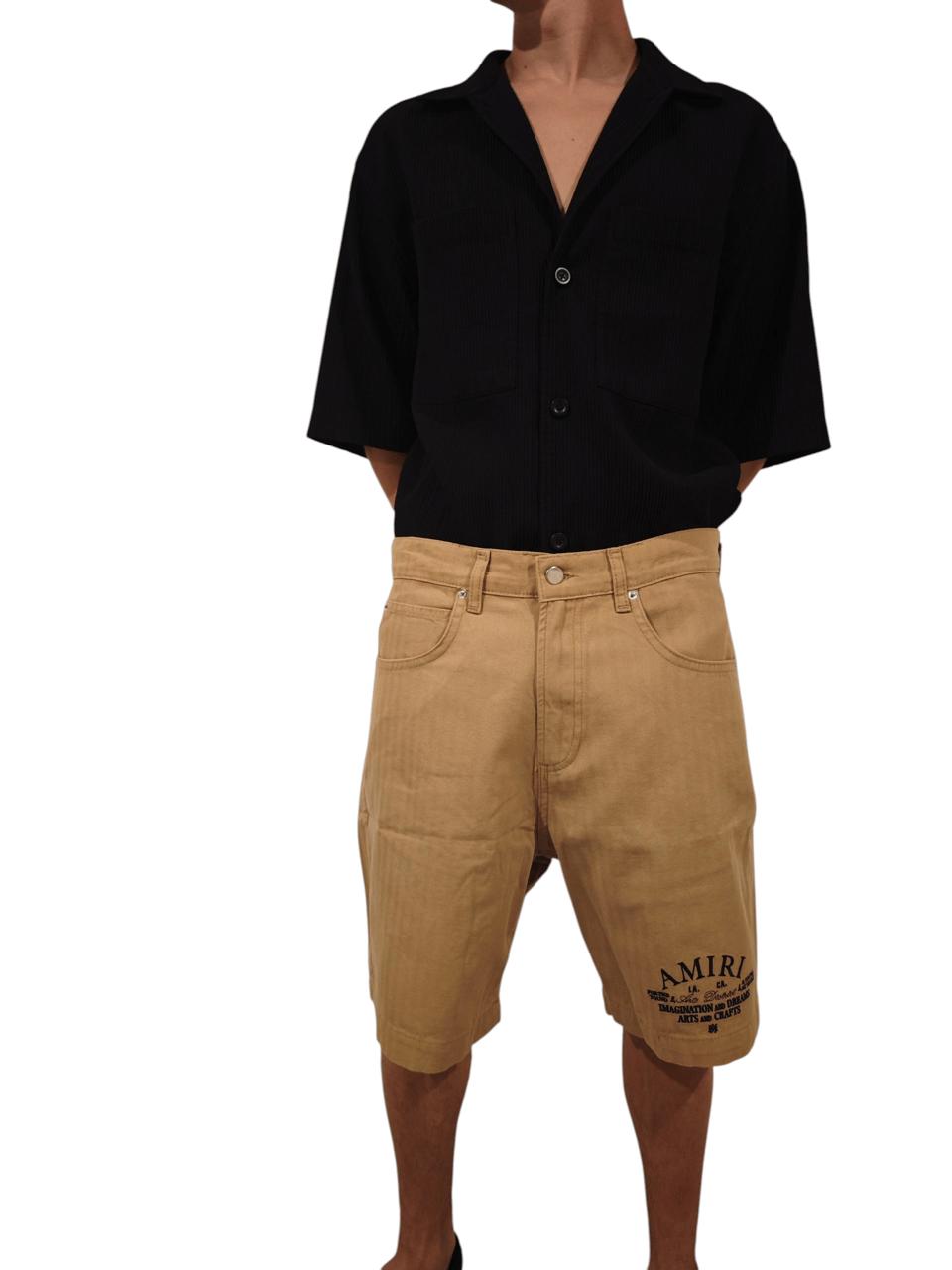 Amiri Knee-Length Bermuda Shorts with Five-Pocket Design and Logo Detail Zwart