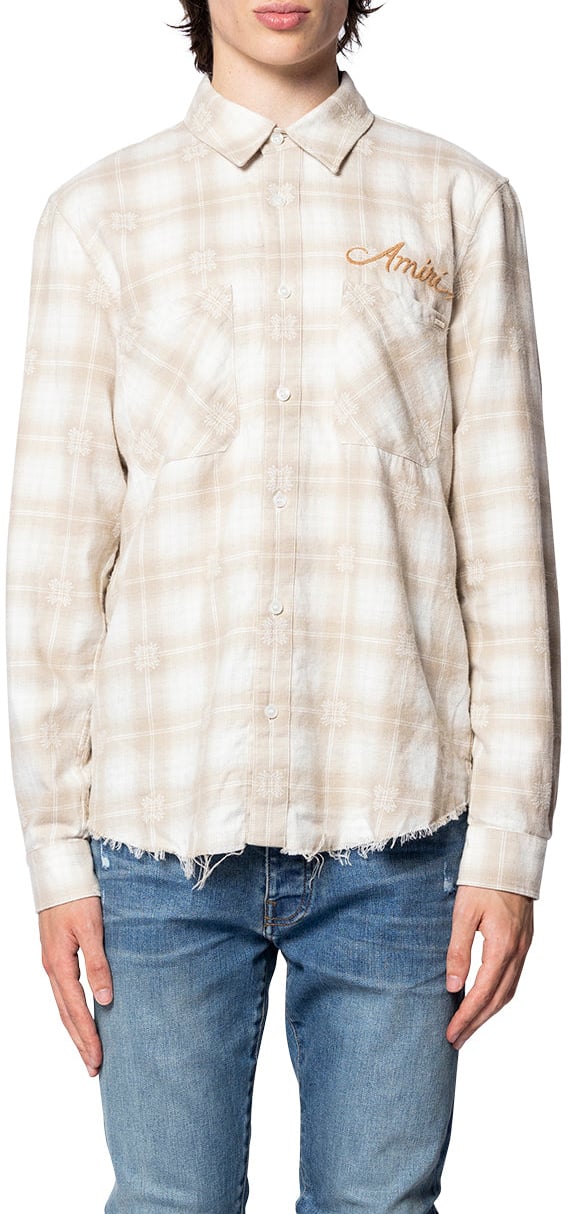 Amiri BLEACH BANDANA PATCH FLANNEL LIGHT CAMEL Wit