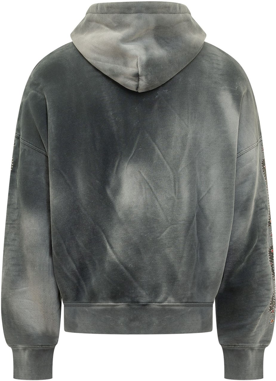 Amiri Felpa Bones con Cappuccio e Tasche a Marsupio Donkergrijs