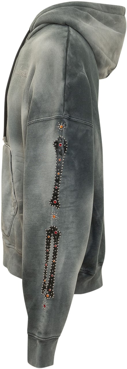 Amiri Felpa Bones con Cappuccio e Tasche a Marsupio Donkergrijs