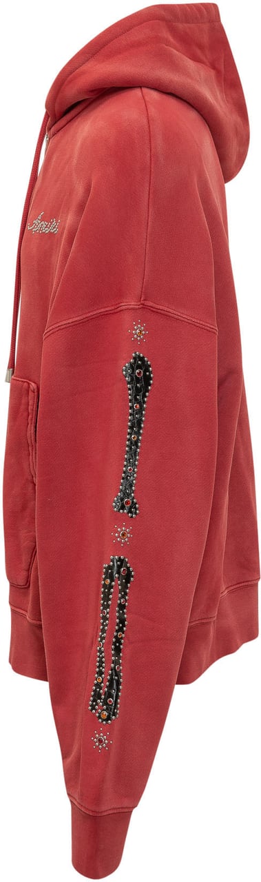 Amiri Felpa Bones con Cappuccio e Tasche a Marsupio Rood