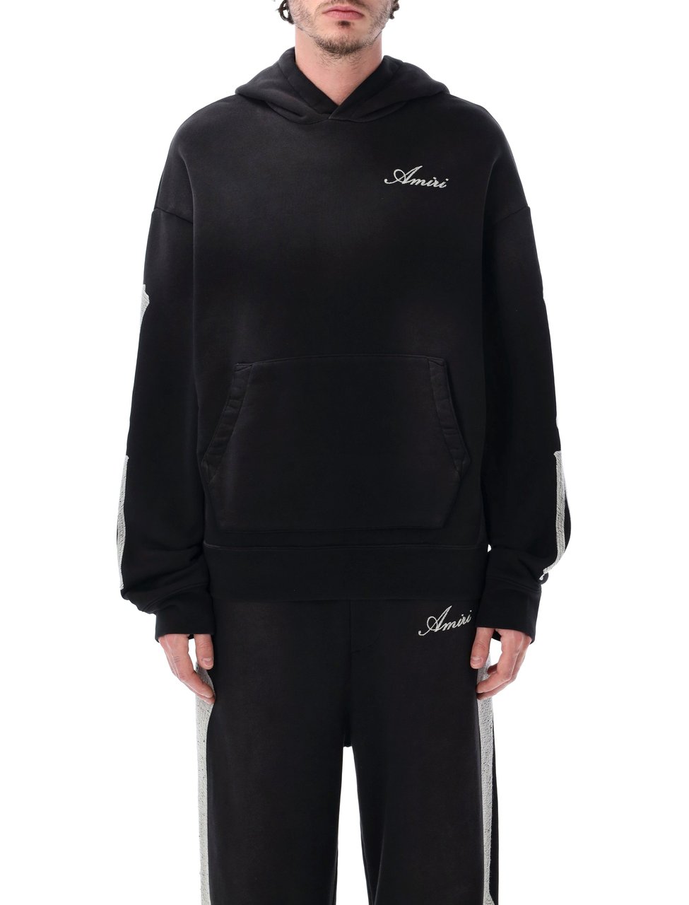 Amiri Bones Relaxed Fit Black Hoodie Zwart