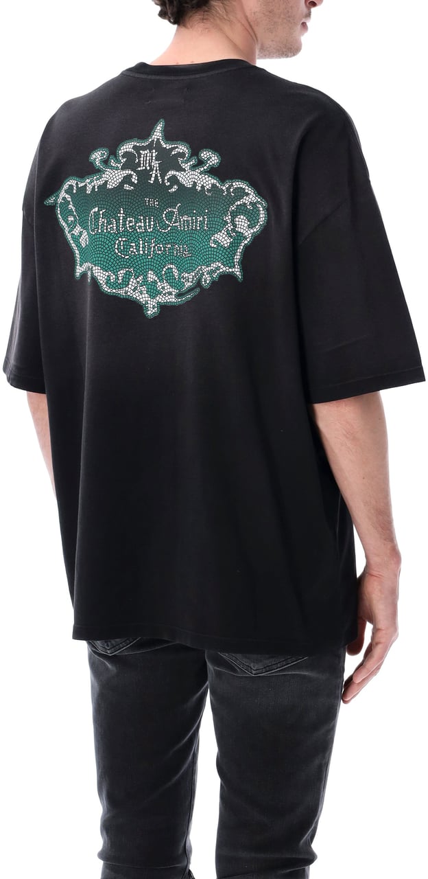 Amiri Chateau Crest Maiolica Tee Nero Zwart