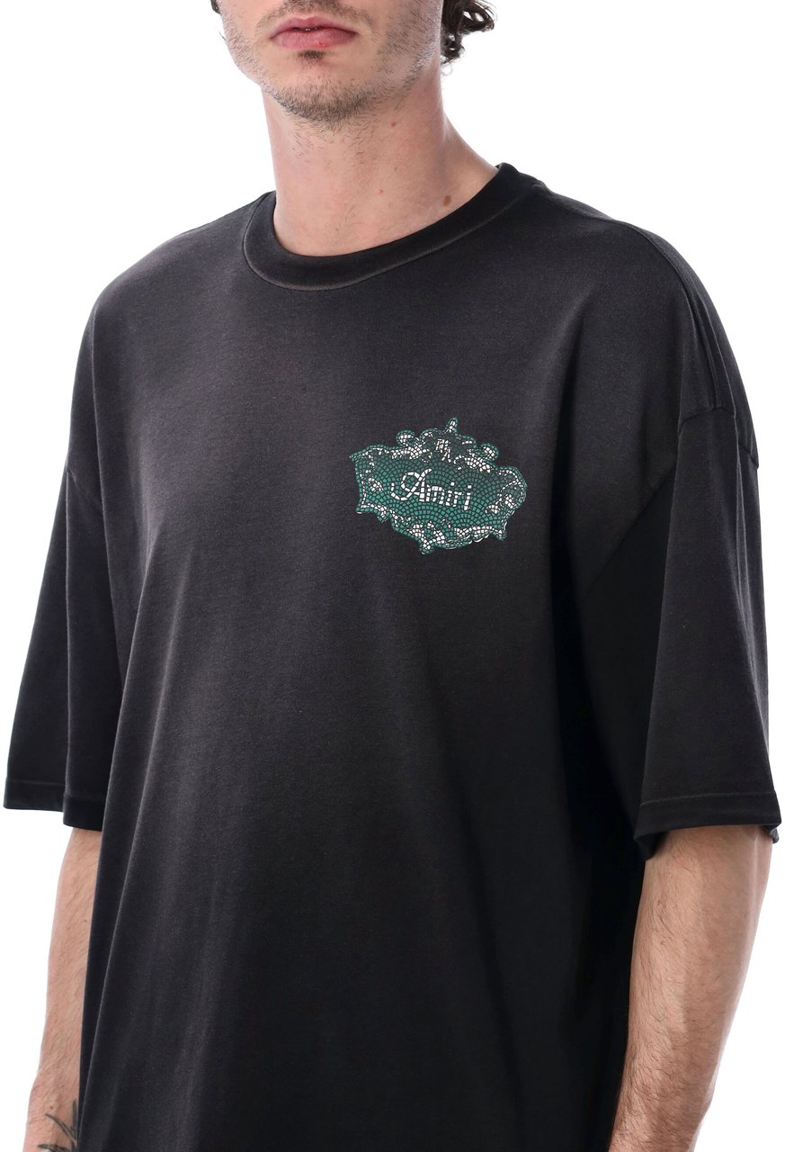 Amiri Chateau Crest Maiolica Tee Nero Zwart
