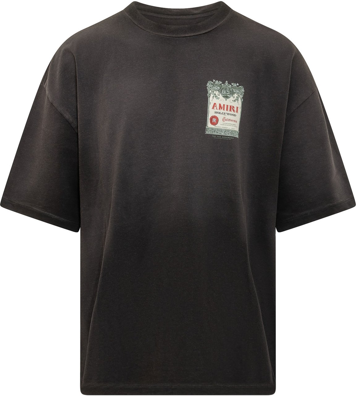 Amiri T-shirt Chateau Stamp con Girocollo e Stampa Logo Donkergrijs