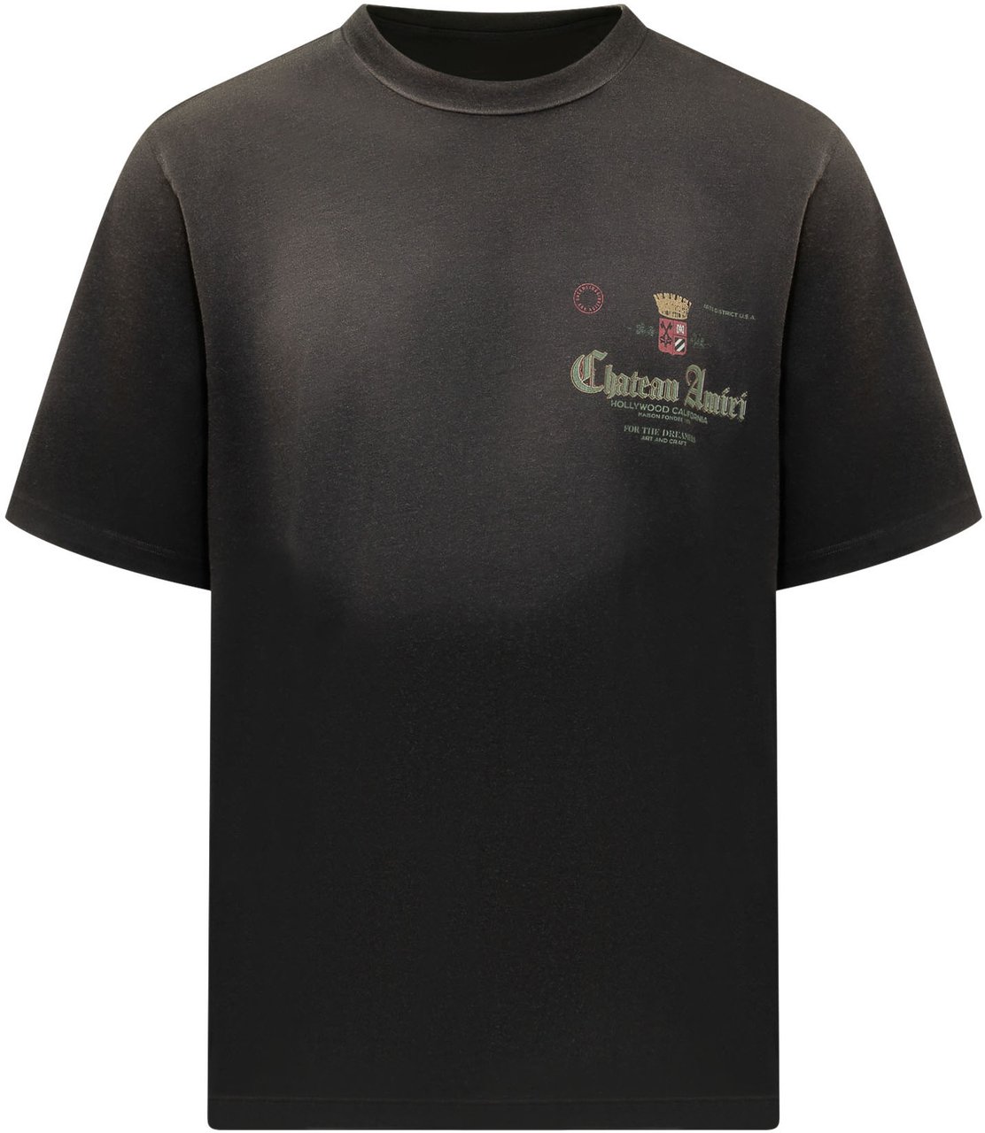 Amiri T-shirt Chateau Crown con Girocollo e Stampa Logo Donkergrijs