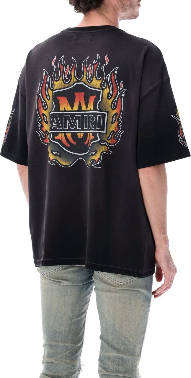 Amiri Ma Flames Os Tee Nero Donkergrijs