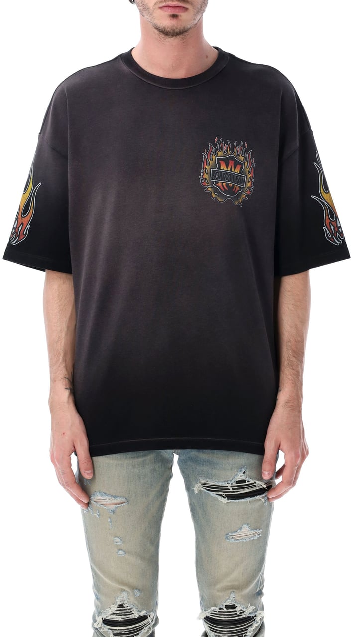 Amiri Ma Flames Os Tee Nero Donkergrijs