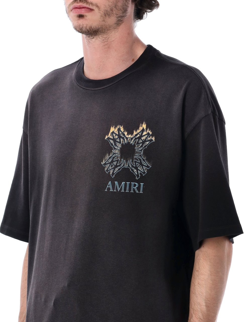 Amiri Ma Flames Tee Nero Donkergrijs