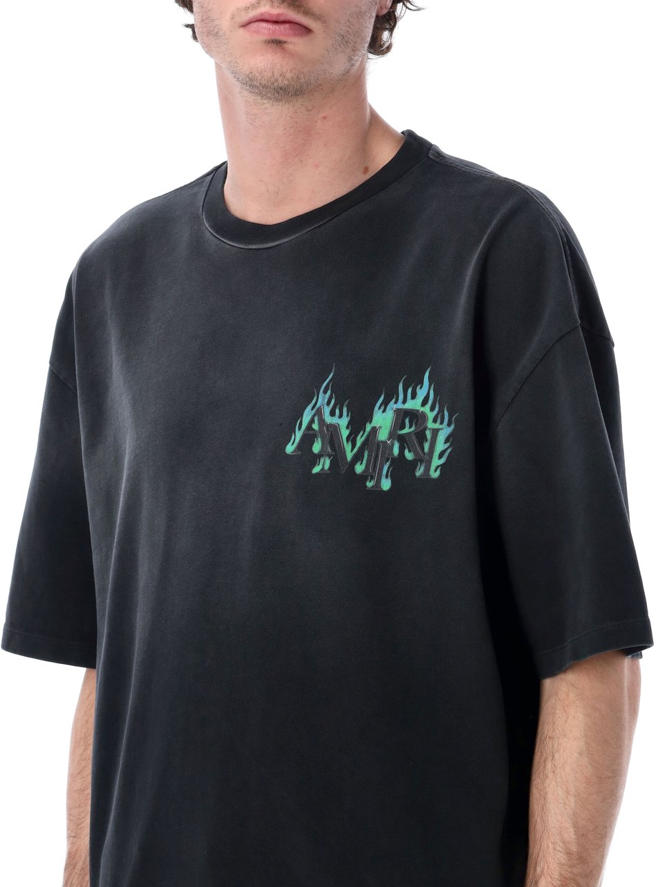 Amiri Logo Flames Tee Nero Zwart