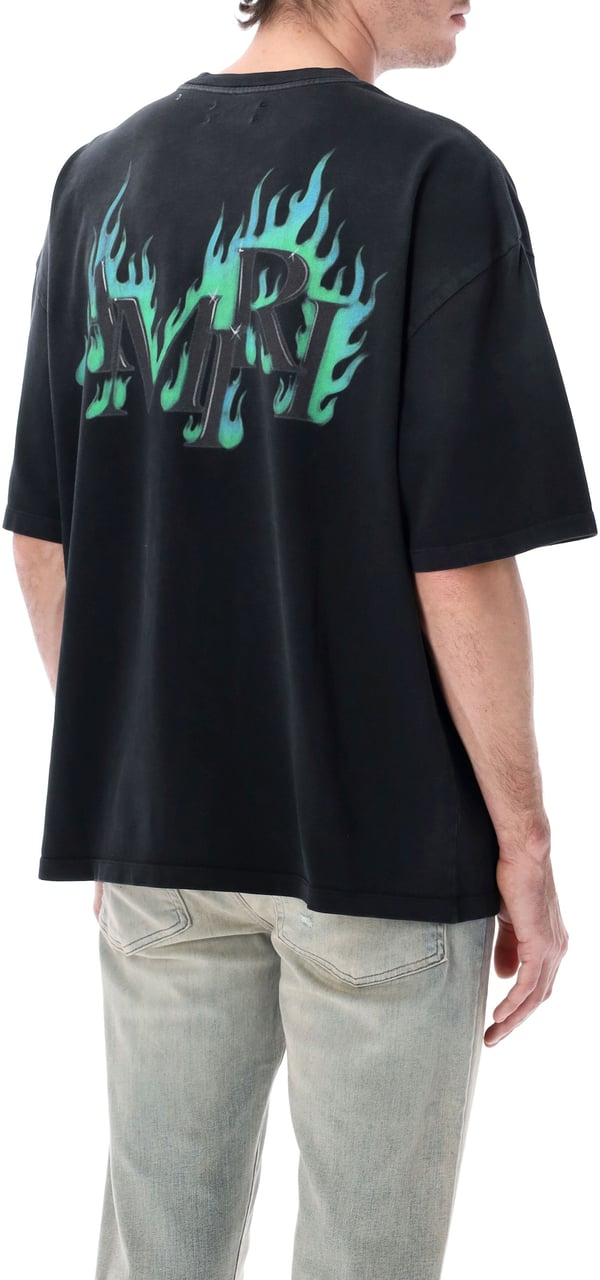 Amiri Logo Flames Tee Nero Zwart
