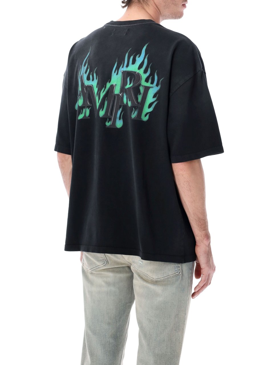 Amiri Amiri Crystal Flames oversized tee Zwart