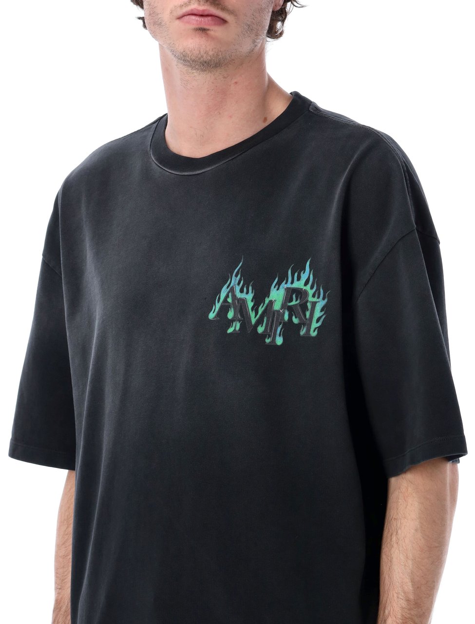 Amiri Amiri Crystal Flames oversized tee Zwart