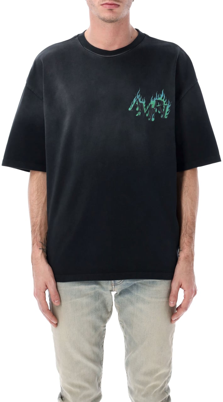 Amiri Amiri Crystal Flames oversized tee Zwart