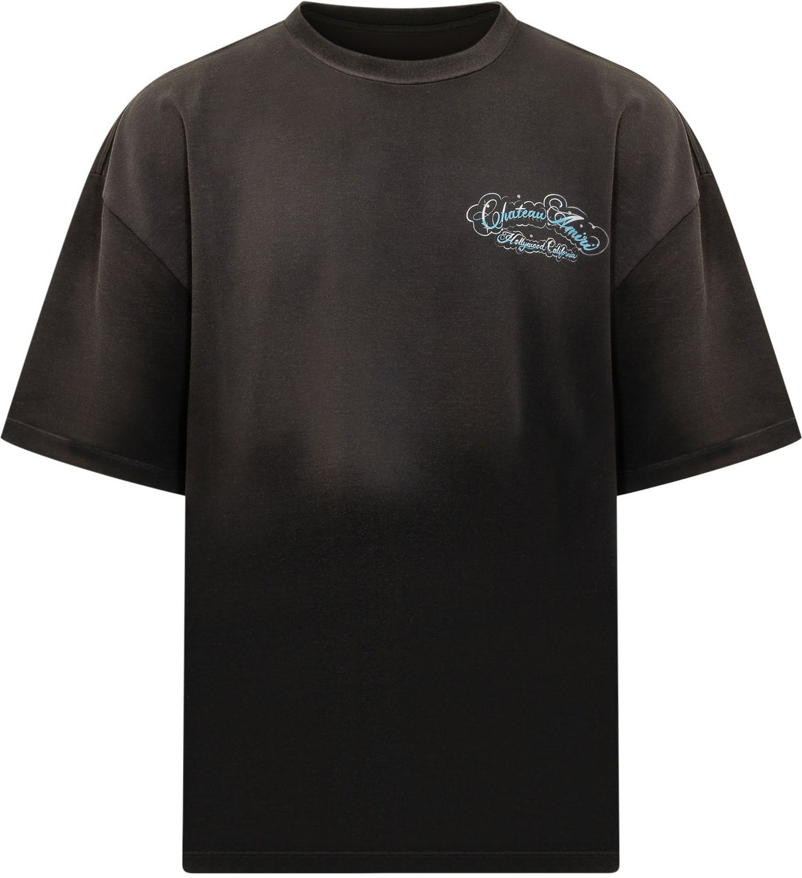 Amiri T-shirt Crystal Script con Girocollo e Stampa Logo Donkergrijs