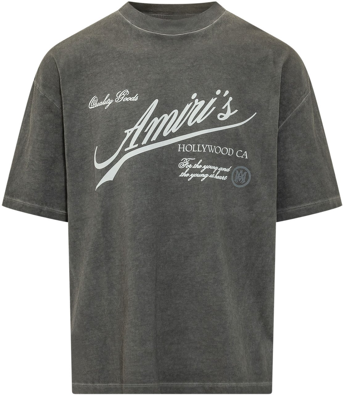 Amiri T-shirt Oversize con Stampa Lettering Donkergrijs