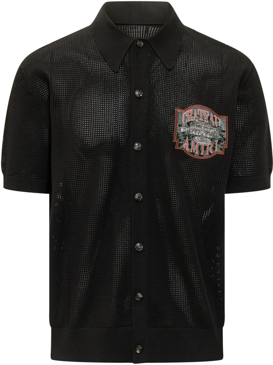 Amiri Camicia Chateau Crochet con Colletto e Ricamo Frontale Zwart