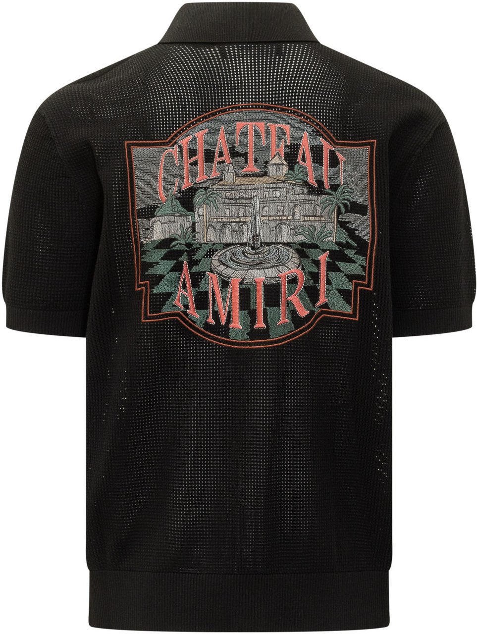 Amiri Camicia Chateau Crochet con Colletto e Ricamo Frontale Zwart