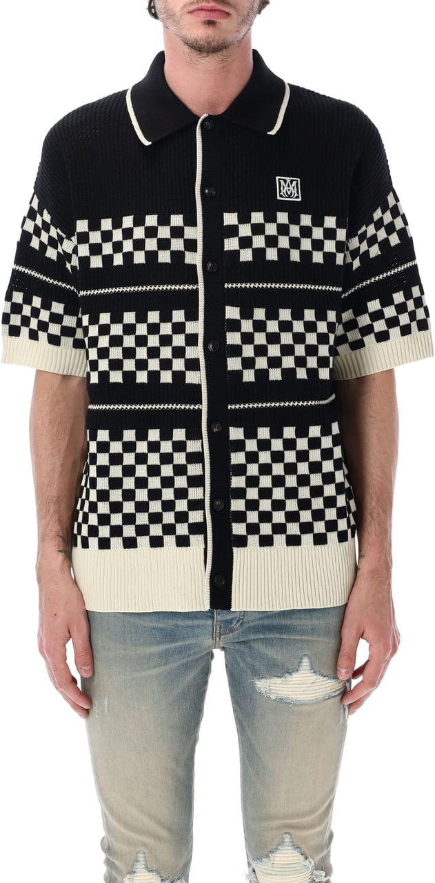 Amiri Bowling Knit Shirt Nero Zwart
