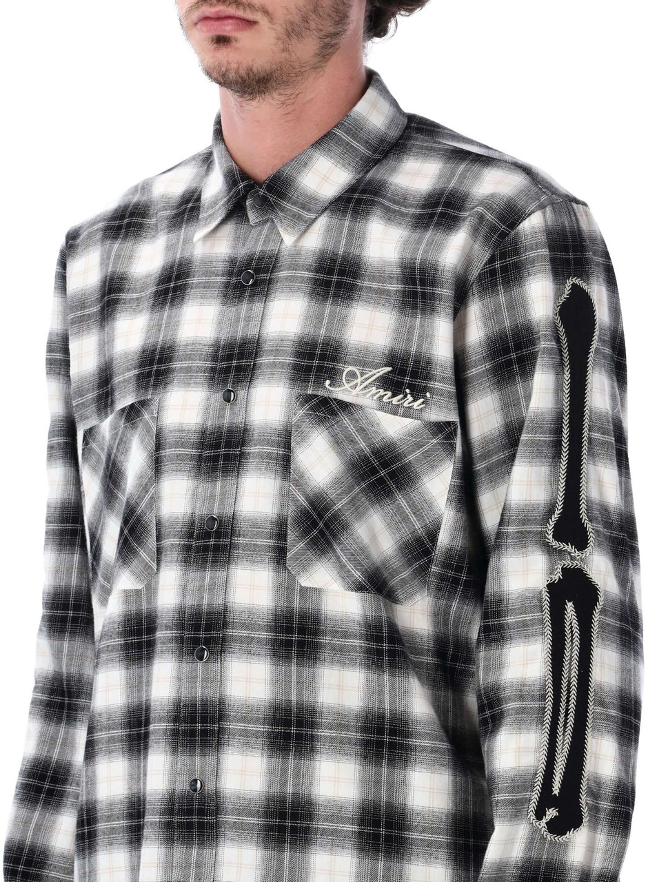 Amiri Bones Flannes Shirt Nero Divers