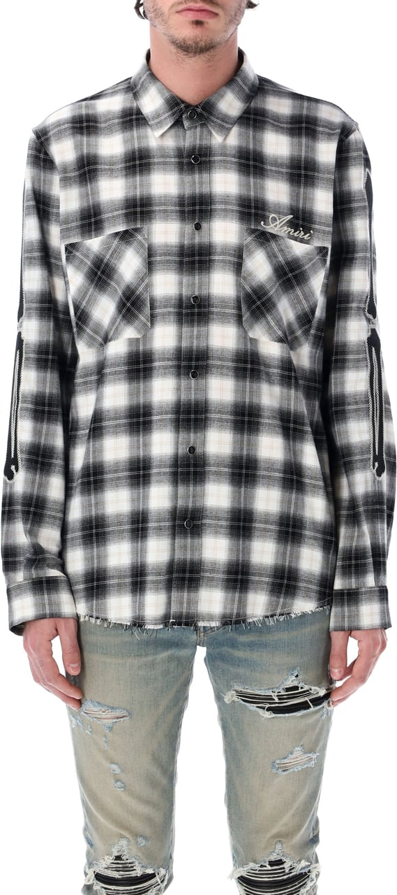 Amiri Bones Flannes Shirt Nero Divers