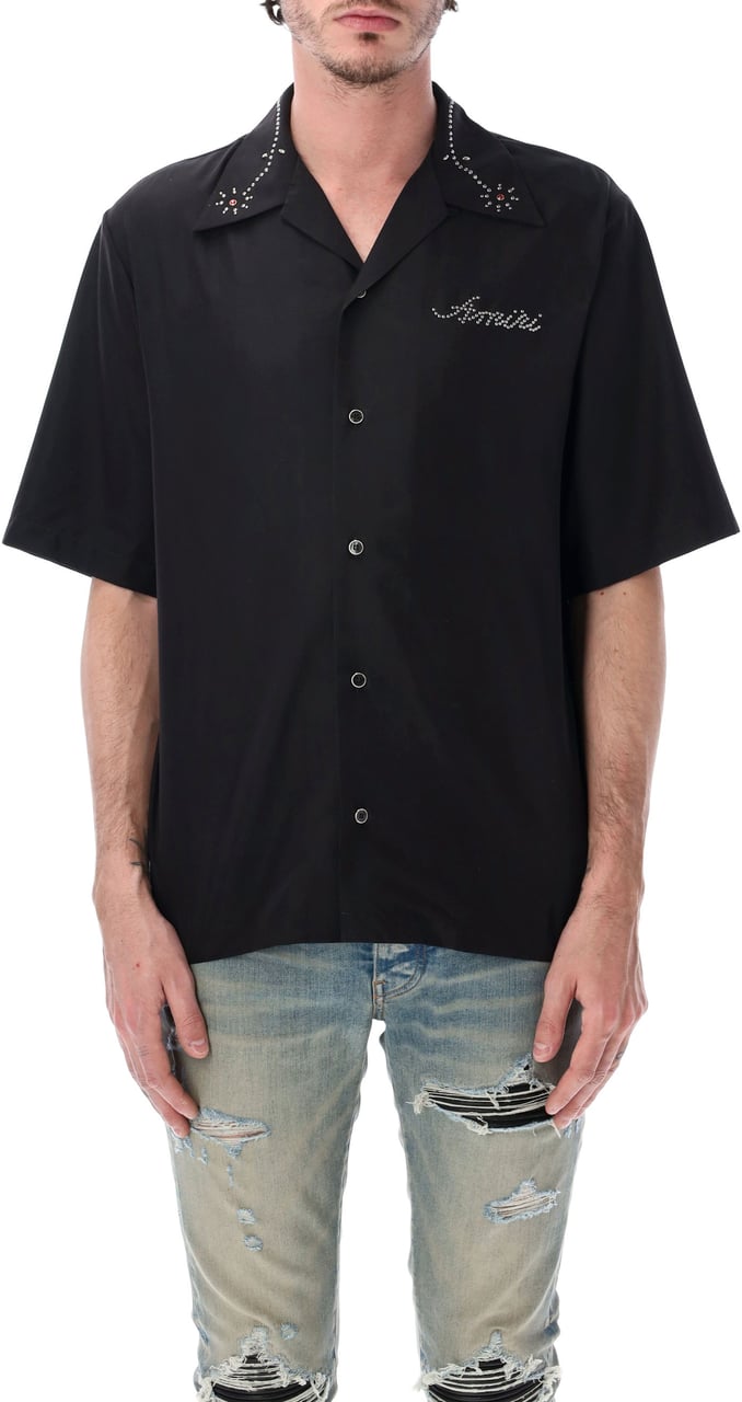 Amiri Stud Camp Shirt Nero Zwart