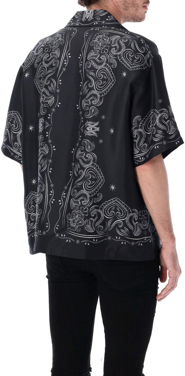Amiri Bandana Paint Os Bowling Shirt Nero Zwart