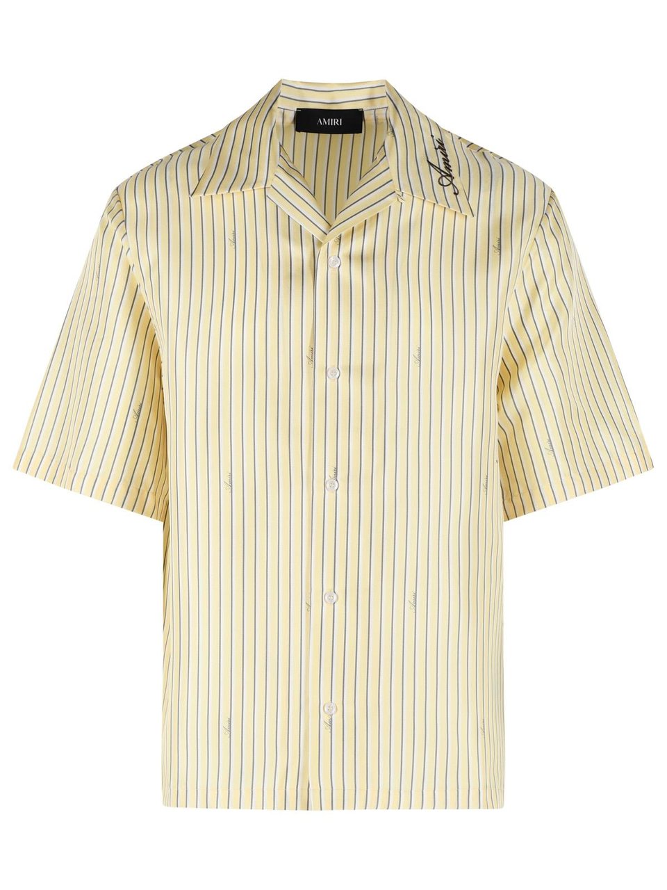 Amiri ' Script Bowling' Yellow Silk Shirt Neutraal