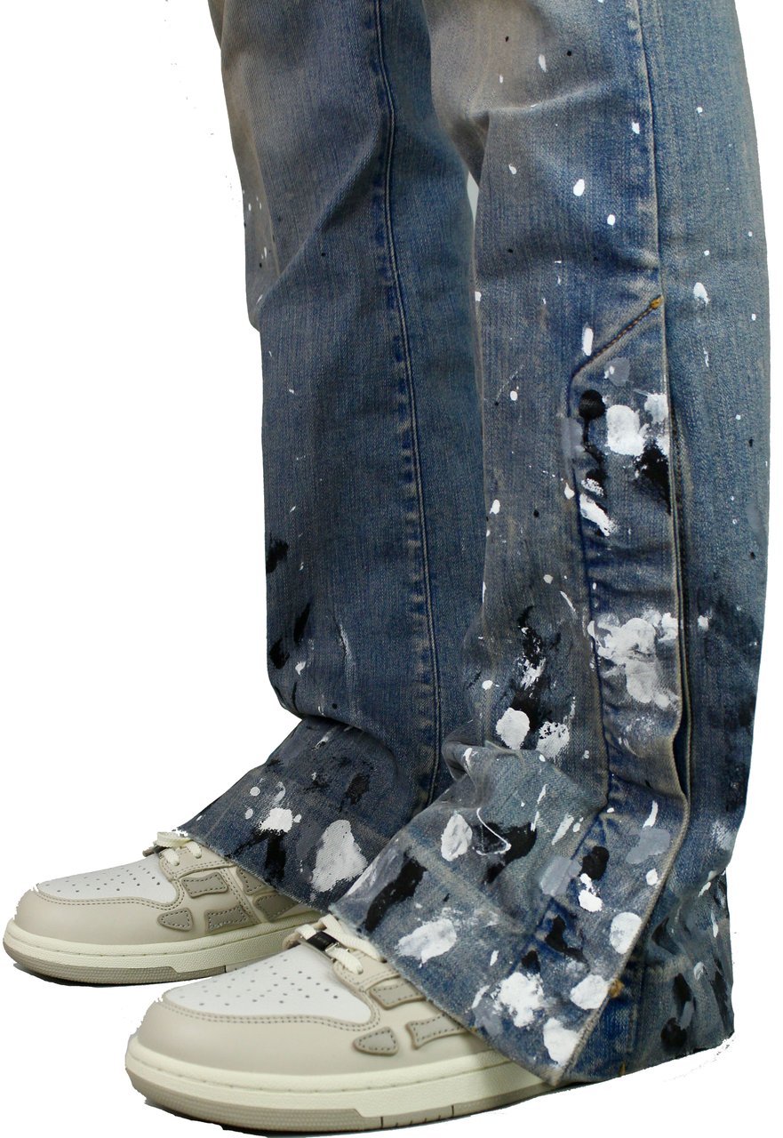 Amiri AMIRI Paint Splatter flare jeans (Clay indigo) Roze