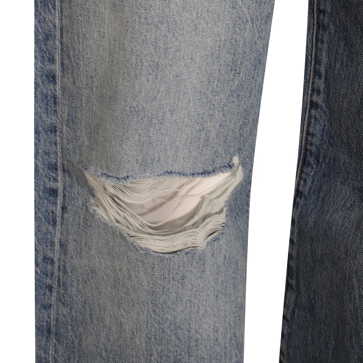Amiri Distressed Blue Denim Jeans with Classic Straight-Leg Silhouette Grijs
