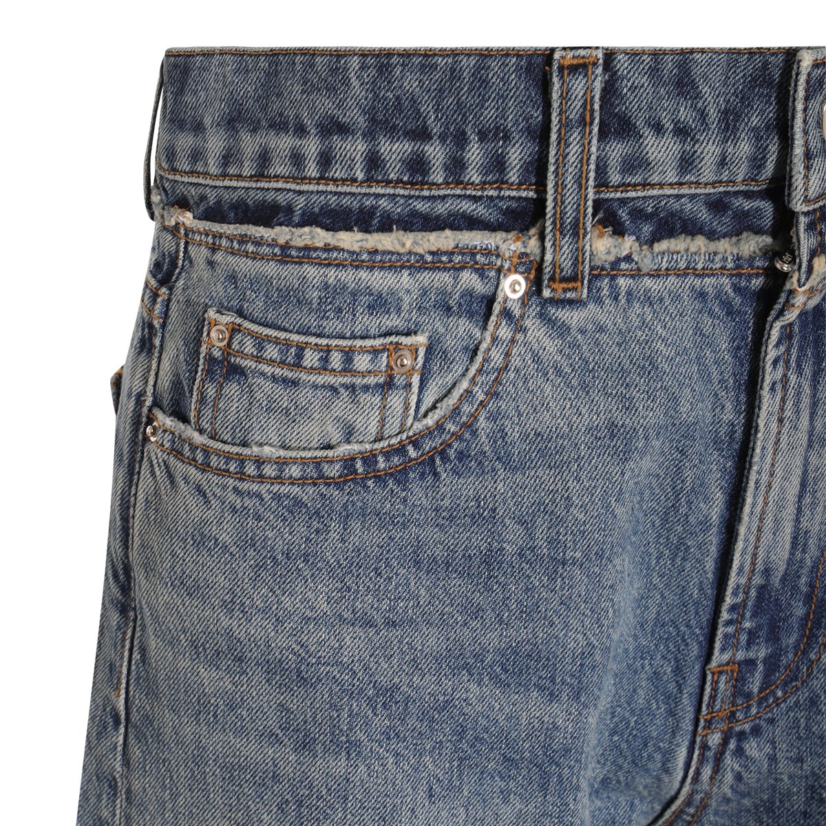 Amiri Distressed Blue Denim Jeans with Classic Straight-Leg Silhouette Grijs