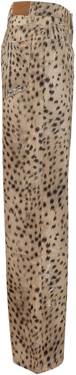 Amiri Jeans Carpenter con Stampa Animalier Beige
