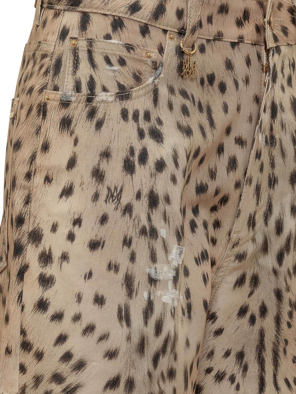 Amiri Jeans Carpenter con Stampa Animalier Beige