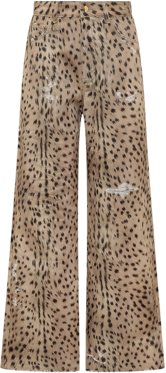 Amiri Jeans Carpenter con Stampa Animalier Beige