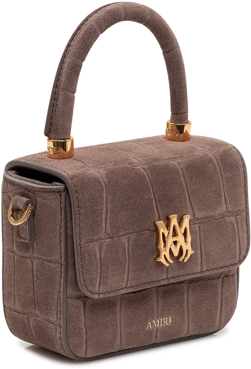 Amiri Borsa Nano in Suede con Manico Taupe